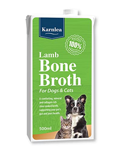 Karnlea Pets Lamb Bone Broth - 500ml | 100% Real & Natural Liquid Bone Broth for Cats & Dogs | Nutritious, High in Collagen & Protein for Healthy Joints, Gut, Digestion, Skin & Sickness Recovery - Lamb