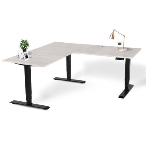 Executive Standing Corner Desk - L Shaped - Large 71" × 71" / Black / Oak White