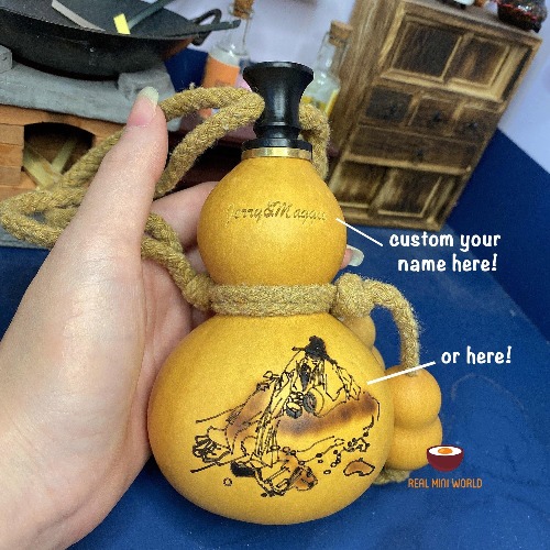 PERSONALIZED engraved mini wine gourd drinking bottle 19-21cm | real mini world | Default Title
