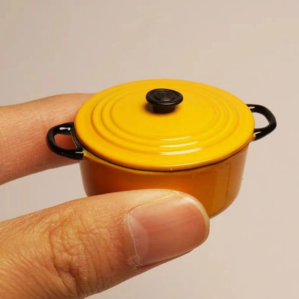 Real Miniature Cooking Metal Pot With Lid For Real Mini Cooking Kitchen Or dollhouse Accessories