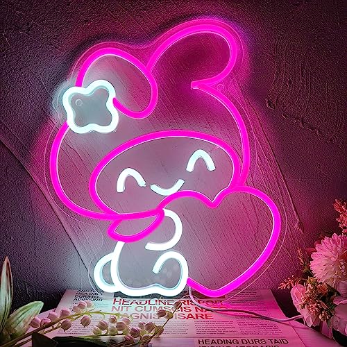 JOSEBRU Melody Neon Sign Anime Neon Sign for Wall Decor Janpanese Neon Light for Bedroom Wall Decor Game Room Decor Livingroom Decor for Kids, Sanrio Gifts for Teens (11.65"x13.78") - Melody