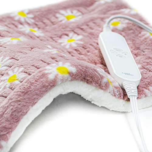 GOQOTOMO Flower Heating Pad for Back Pain Relief- 12" x 24"12 Heat Levels, 8 Timers Stay on, Machine Washable -F1224 - Pink