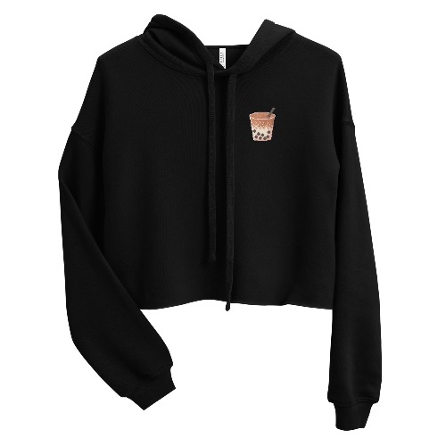 Pixel Boba | Crop Hoodie | Cozy Gamer | Black / XL