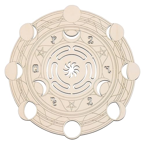 Fourth Level MFG 12" Hecate's Wheel, Ancient Greek Wood Wall Art, Moon Goddess Symbol, Wiccan Home Decoration for Yoga and Meditation, Good Spiritual Energy Altar Decor, Chakra Crystal Grid - Hecate's Wheel