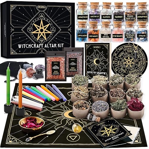 Large Witchcraft Kit 65 PCS - Witch Altar Spell Kit - Wiccan Supplies and Tools - Witch Set for Beginners Witchcraft Supplies Kit (Herbs Type 1) - 65PCS Altar Witchcraft Kit (Herbs Type 1)