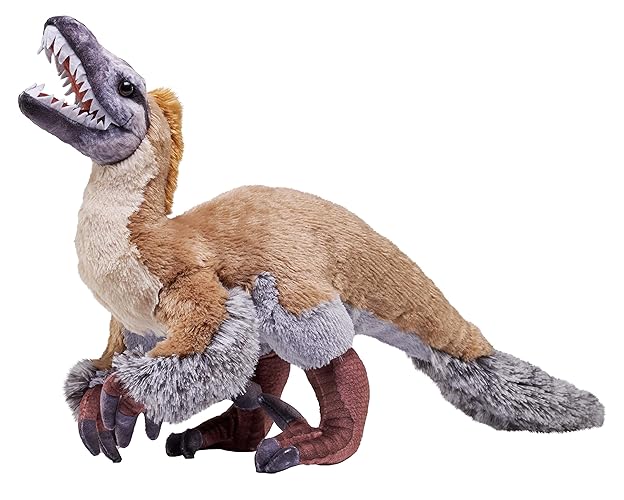 Wild Republic Artist Collection, Dinosaur Velociraptor, Gift for Kids, 15 inches, Plush Toy, Fill is Spun Recycled Water Bottles