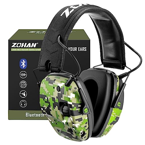 ZOHAN 035 Bluetooth 5.0 Shooting Ear Protection Earmuff, Active Noise Canceling, Hearing Protection with Sound Amplification - Camo