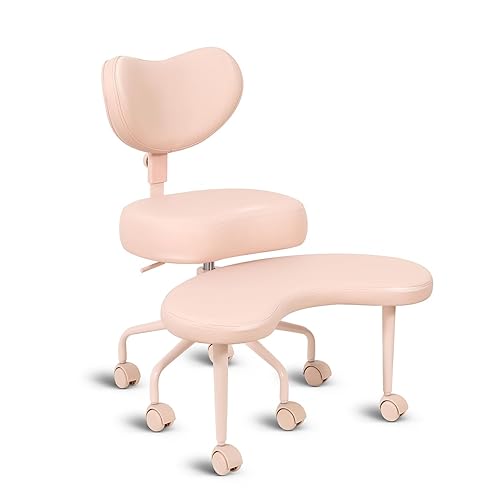 Pipersong Meditation Chair Pro, Home Office Desk Chair, Cross Legged Chair with Height Adjustable Backrest and Adjustable Stool, Flexible Design for Fidgety Sitters, Pink - Pink - 17.5" Seat+Height Adjustable Backrest