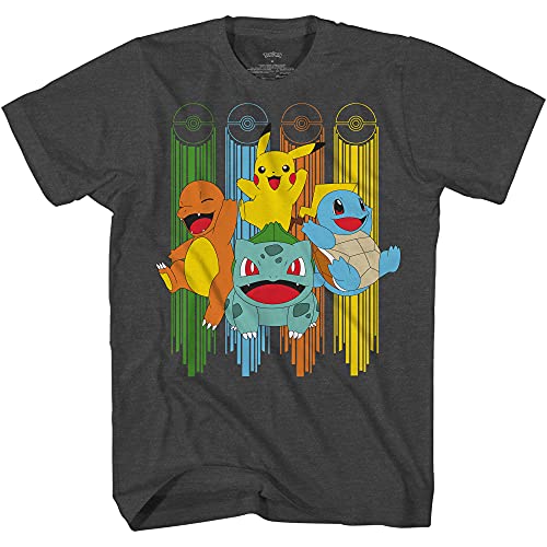 Pokemon Boys' Pikachu Kanto Jump T-Shirt - Medium - Charcoal Heather