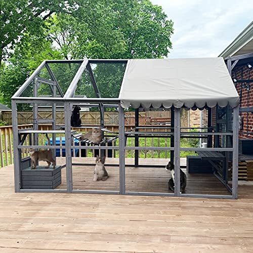 Outdoor Catio Cat House 110" Super Large Cat Enclosures Surper Large for 15-20 Cats,Waterproof Cover - 110"