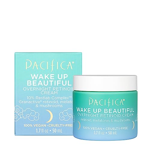 Pacifica Beauty, Wake Up Beautiful Overnight Retinoid Night Face Cream, Moisturizer for Dry and Aging Skin, Gentle for Sensitive Skin, Hyaluronic Acid + Melatonin, Clean, Vegan & Cruelty Free - Overnight Retinoid Cream