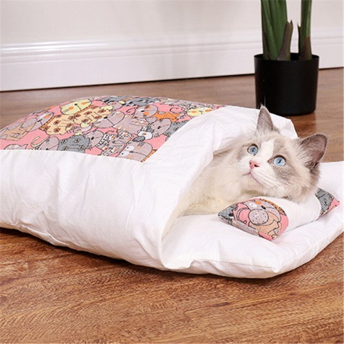 Dog & Cat Futon-Style Sleeping Bag - S / Pink
