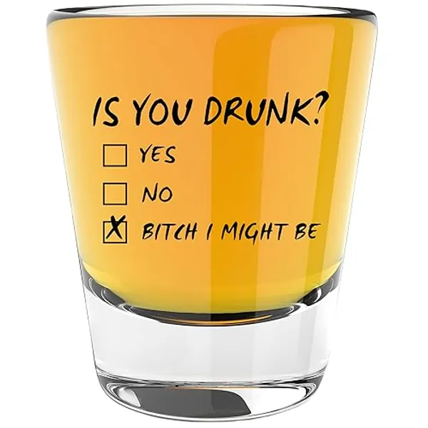 LitGifts Is You Drunk Design, Funny Shot Glasses for Adults, Drinking Gifts for Women or Men, Hilarious Inappropriate Stuff for Friends, Made in USA 1.75 Ounce Dishwasher Safe