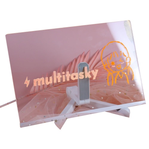 Glowing Acrylic Message Board Set (with 7 Colored Markers) - Large (12x8in)