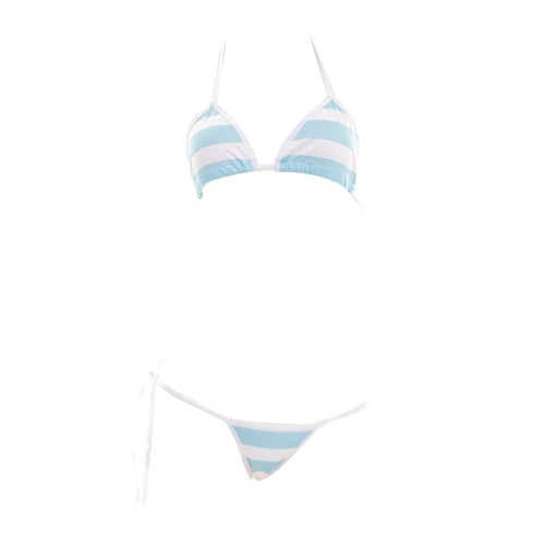 Striped Anime Cosplay Bikini Set - L / Blue