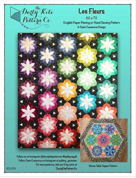 Les Fleurs Quilt PDF Pattern for EPP or Hand Piecing