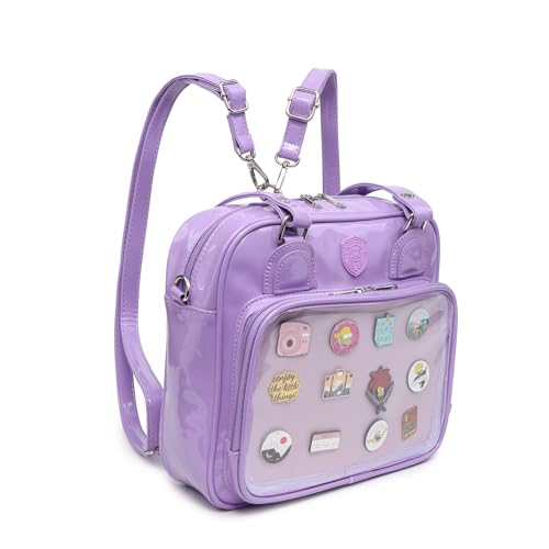 RAINBOW SMILE Ita Bag Multi-Purpose Backpack Crossbody Purse Kawaii Pin Display Bag with Insert for Anime Pins Display - 16-purple