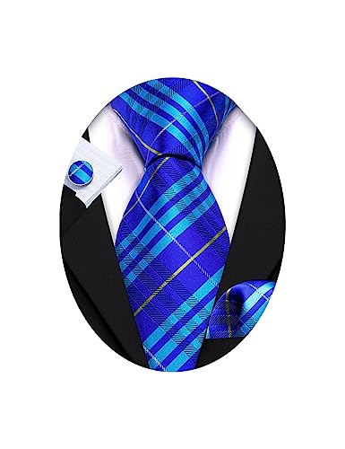 Men's Tie Set - Blue Plaid