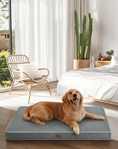 Large Dog Bed - Dog Crate Bed Orthopedic Large Sized Dog Beds,Washable & Waterproof Cover Big Plush Comfort Pet Bed Mat, Egg Crate Foam Bed - 35.0"L×22.0"W×3.5"Th