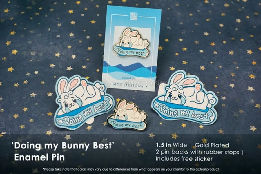 Doing My Bunny Best Enamel Pin  Cute Hard Enamel Lapel Pin | Etsy Canada