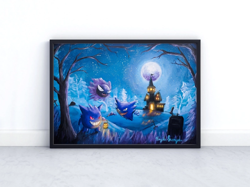 POSTER of Gengar Haunter and Gastly Graveyard painting