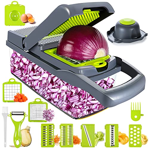 EMAGIE Vegetable Slicer – 17 in 1 Vegetable Chopper Mandoline Vegetable Grater Vegetable Slicer Onion Cutter Potato Slicer for Fruits Vegetables and Salads