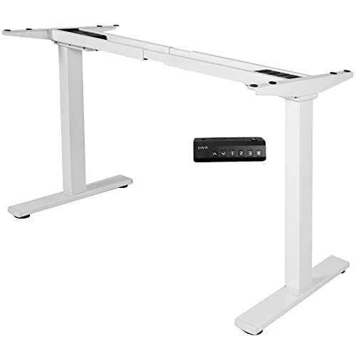 VIVO Electric Stand Up Desk Frame, DIY Workstation, Frame Only, Dual Motor Ergonomic Standing Height Adjustable Base with Memory Controller, White, DESK-E-200W - White