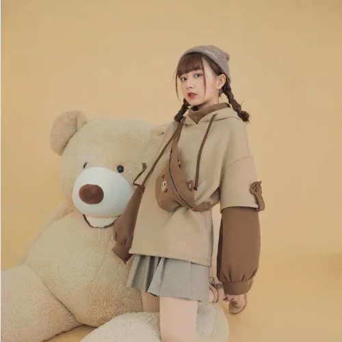Harajuku Aesthetic Bear Anime Hoodie