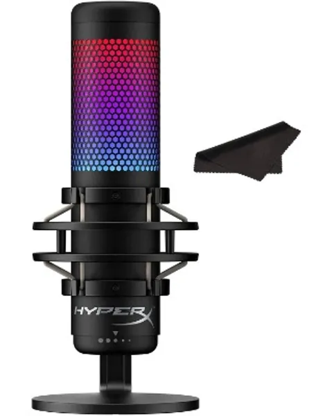 HyperX Newest QuadCast S - RGB USB Condenser Microphone for PC, PS4, Mac, Gaming, Streaming, Podcasts, Twitch, YouTube with GalliumPi Microfiber Cloth