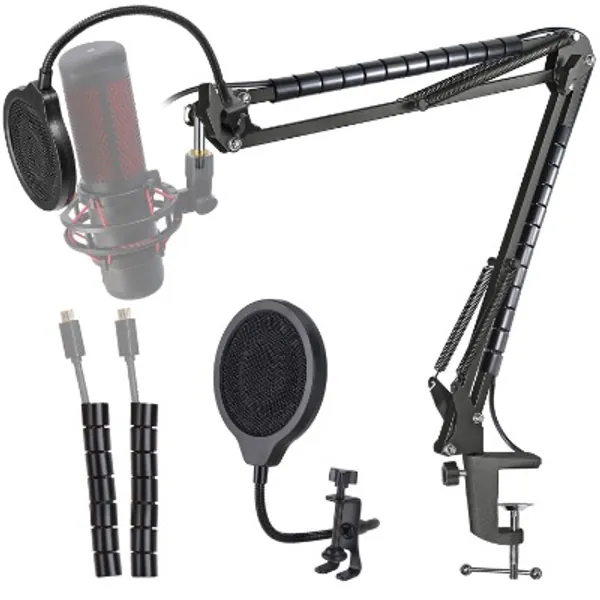 Hyperx Quadcast Mic Stand - Scissor Mic Boom Arm and 2 Cable Ties to Organize Cables Compatible with Hyperx Quadcast S to Improve Sound Quality by YOUSHARES