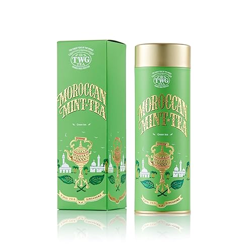 TWG Tea | Moroccan Mint Tea | Té Verde | Hojas de Menta Verde | Lata Alta Costura, 100G | Caja de Regalo Originales - Moroccan Mint Tea