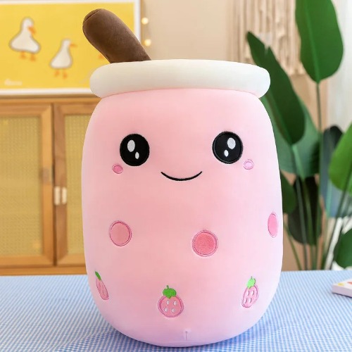 22-70cm Giant Size Bubble Tea Plushies Squishy Milk Tea Boba Pillow Peluche Ice Cream Fruits Juice Drink Bottle Prop Decor Gift - SHIPPED FROM ASIA (>10 BUSINESS DAYS DELIVERY TIME!) - pink yuan / 70cm