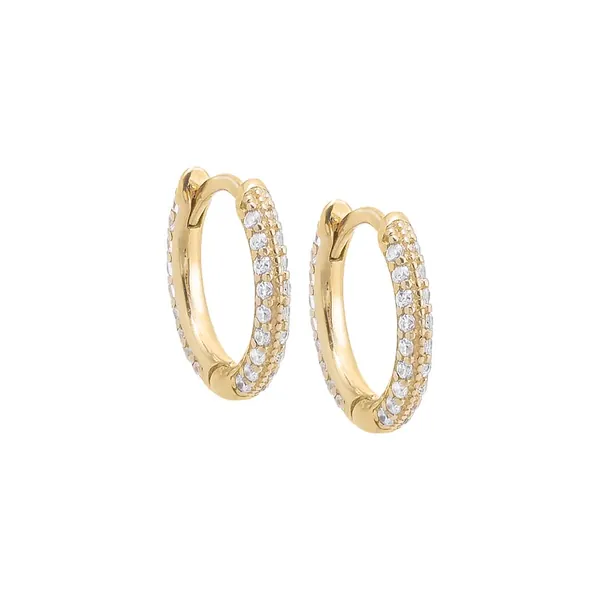 Pavé Rounded Huggie Earring 14K