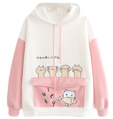 ORANDESIGNE Kapuzenpullover Damen Casual Cute Bär-Anime Hoodie Kawaii Cartoon Locker Pullover Frauen Sweatshirt Herbst Winter Kleidung Tops mit Bär Kawaii Schultertaschen - Z3 Rosa S