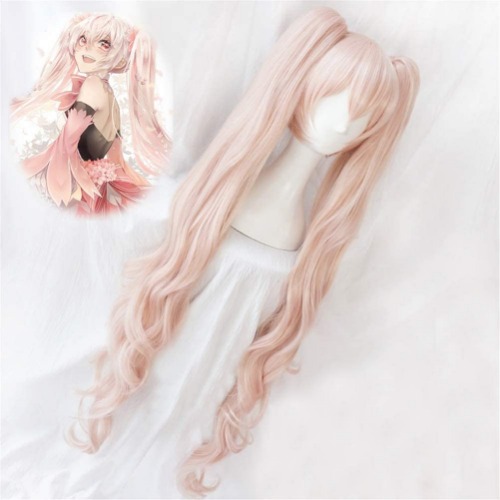 Anime Miku Hatsune Sakura Miku Rosa Cosplay Perücke Clip auf 120 cm langen Pferdeschwänzen