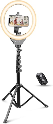 UBeesize 10’’ Selfie Ring Light with Stand and Phone holder, LED Ring Light with 62’’ Stand and Bluetooth Shutter for Video Recording＆Live streaming(YouTube,Instagram , Facebook Stories), compatible with iPhone＆Android - 10.1" Ring Light