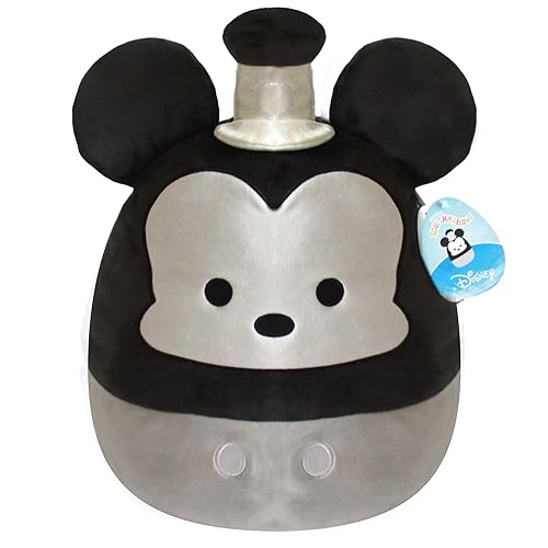 Squishmallows Disney 14-Inch Steamboat Willie Mickey Mouse Plush - Add to Your Squad, Ultrasoft Stuffed Animal Large Toy, Official Kellytoy Plush - Steamboat Willie Mickey Mouse