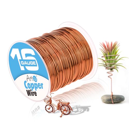 Art3d 16 Gauge 120 FT 99.9% Pure Soft Copper Wire for Electroculture, Gardening, Jewelry Making, 1 Pound Spool - 16 Gauge / 120 Ft - Copper - 1