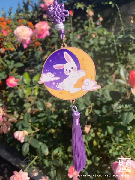 Moon Bunny Wooden Norigae