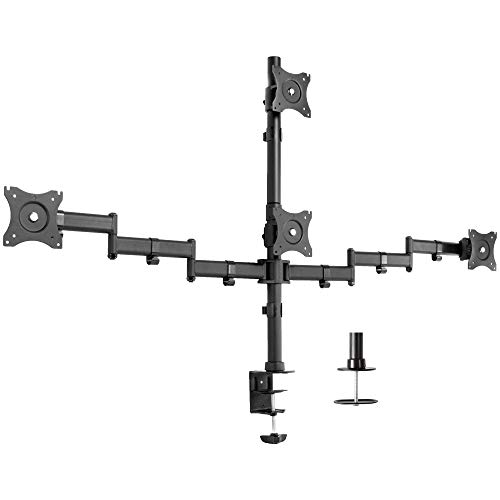 VIVO Quad Monitor Adjustable Heavy Duty Mount, Articulating Stand for 4 LCD Screens up to 24 inches STAND-V004Y - Quad Mount