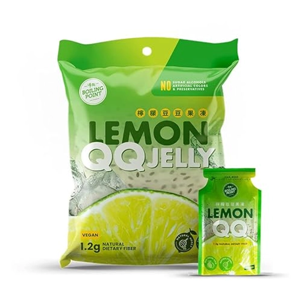 Boiling Point Jelly Fruit Konjac Jelly Lemon QQ Jelly with Lemon Honey Flavor Basil Seed - Healthy Natural Fruit Snacks for Kids & Adults, Gluten Free, Fun Squeeze Pack (Total 12 Count Pack)