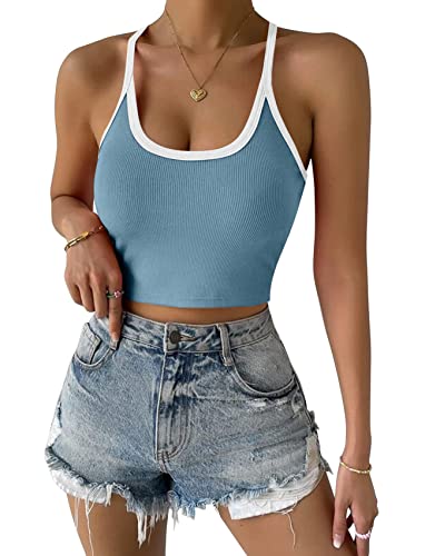 Micticsi Women's Sleeveless Ribbed Knit Shirt