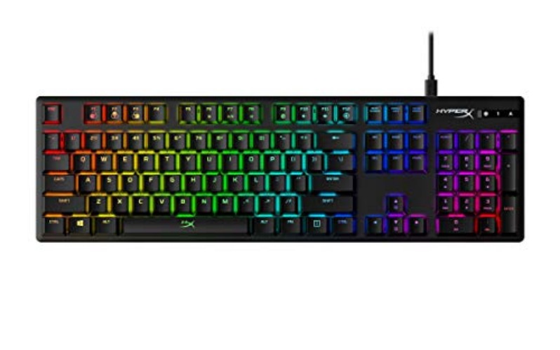 HyperX Alloy Origins - Mechanical Gaming Keyboard, Software-Controlled Light & Macro Customization, Compact Form Factor, RGB LED Backlit - Clicky HyperX Blue Switch, - Black - Full Size - HyperX Blue - Keyboard