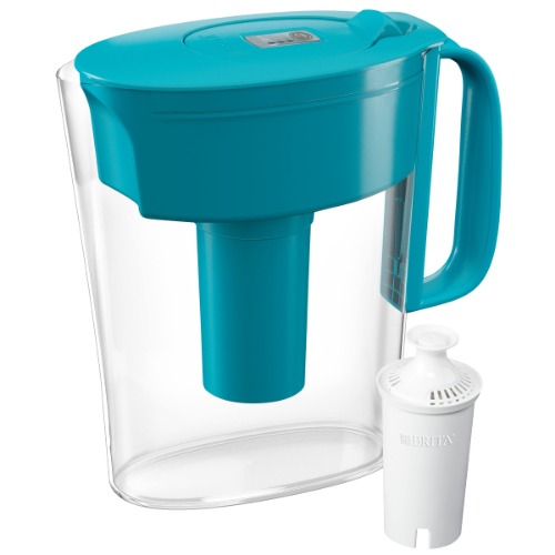 Brita Water Filter Pitcher for Tap and Drinking Water with 1 Standard Filter, Lasts 2 Months, 6-Cup Capacity, BPA Free, Turquoise - Turquoise 6 Cup Standard Filter Water Pitcher