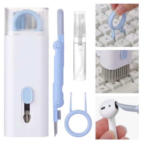 Doter 7 in 1 Electronic Cleaner kit, Keyboard Cleaning Kit with Brush, Multifunctional Cleaner Set for Airpods pro/Laptop/Phone/Computer/Screen (Blue) - Blue
