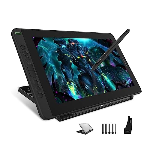 HUION Kamvas 13 Grafik-Zeichentablett-Monitor,13,3-Zoll-Unterstützung für Stiftanzeigen Voll ausgestatteter USB-C-Anschluss, 120% sRGB-Farbumfang, 8192 Stufen Batteriefreier Stift mit Ständer - 13,3 Zoll