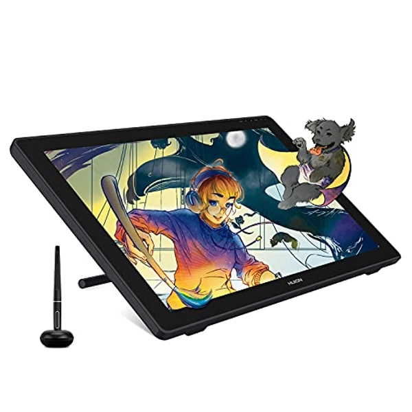 HUION Kamvas 24 Grafiktablett mit Display, 2.5K QHD 23,8 Zoll Drawing Tablet, Grafikmonitor mit 8192 Drucksensitivität Batterielosem Stift und verstellbarem Ständer - für Remote Office & E-Learning