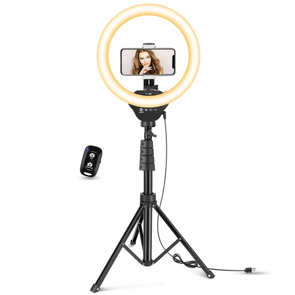 Aureday 12” LED Ring Light with Stand and Phone Holder, Video Light 3000K-6000K Dimmable Selfie Ringlight for YouTube Video/Live Stream/Makeup