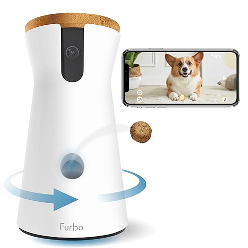 Furbo 360° Dog Camera: Home Security Camera with Barking Alerts, Rotating Pet Treat Camera with Phone App, Smart Home Indoor Puppy Cam with 2-Way Speaker and Night Vision (No Subscription Required) - Dog Cam – Limited Features