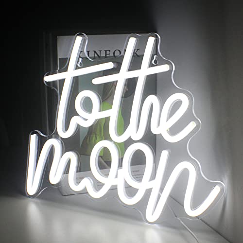 LooKLight To The Moon Neon Sign,Neon Sign Room, Led Signs for Bedroom,Neon Signs for Wall Decor,USB Powered LedLight Sign,Moon Neon Signs for Wedding,Home Wall Decor Birthday Party,Bedroom Decor - moon